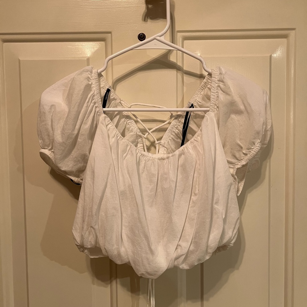 White‎ Lace up Top